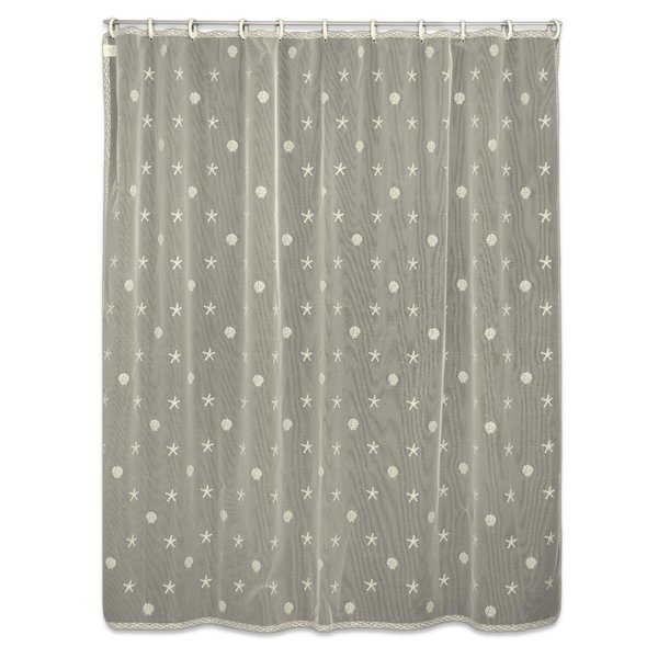 Back2Basics Sand Shell Shower Curtain, Ecru - 72 x 72 in. BA1794618